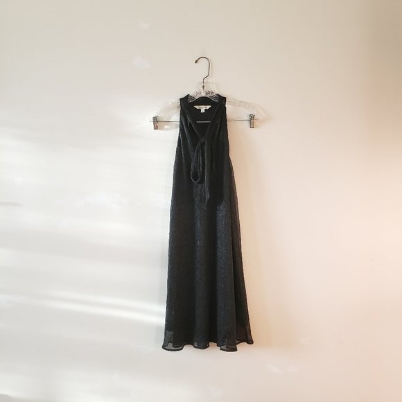 Francesca's Collections Dresses & Skirts - Francesca's Black Shimmer Mockneck Tie Swing Dress